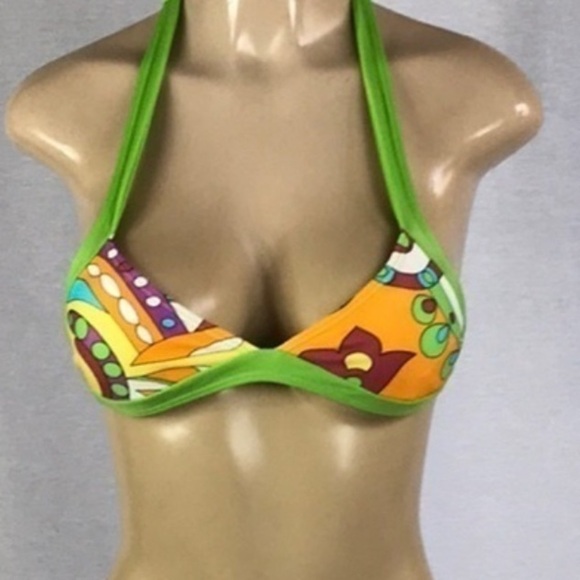 Brazilian Size Medium Floral Neck Tie Bikini Top. New With Tags - Picture 1 of 2